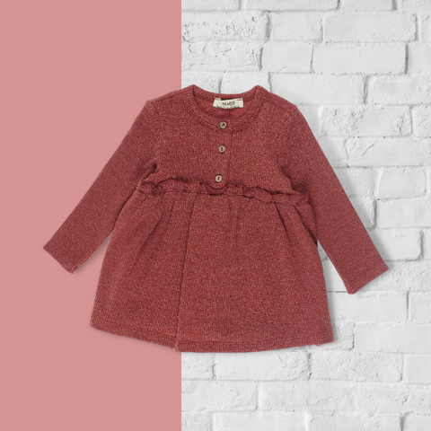 Pletena haljina za devojčicu cigla crvena Pletena haljina za devojčicu cigla crvena