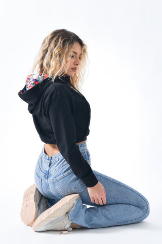 Black Crop Top Sweatshirt