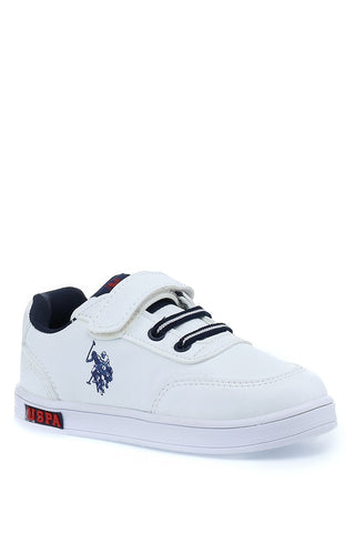 U.S. Polo Assn. Boys White/Navy Sneaker Shoes (Cameron)