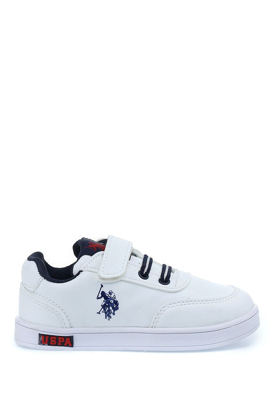 U.S. Polo Assn. Boys White/Navy Sneaker Shoes (Cameron)