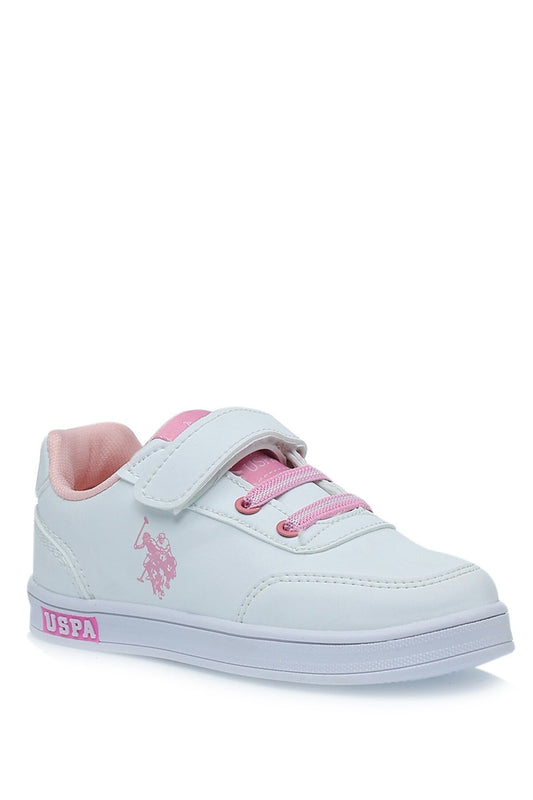 U.S. Polo Assn. Girls' White Sneaker Shoes (Cameron)