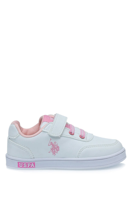 U.S. Polo Assn. Girls' White Sneaker Shoes (Cameron)