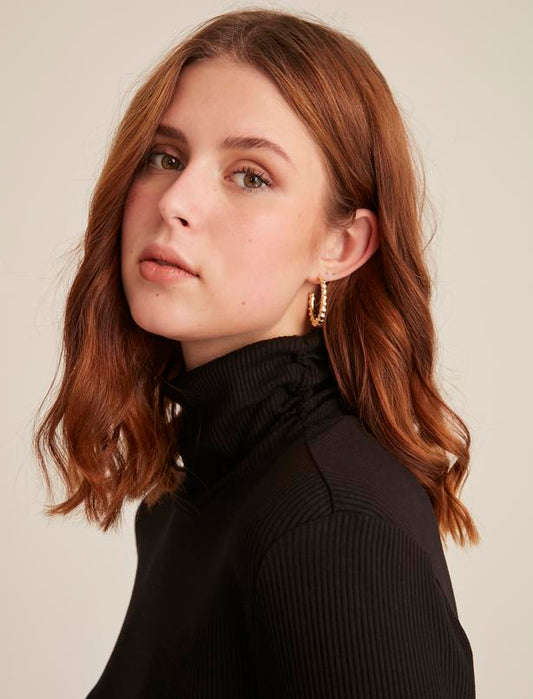 Black Turtleneck Blouse