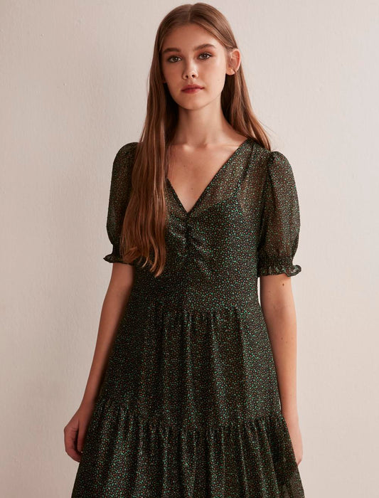 Green Flared Dress