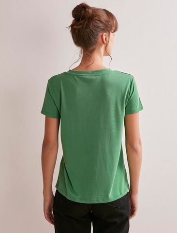 Basic majica zelena V izreza