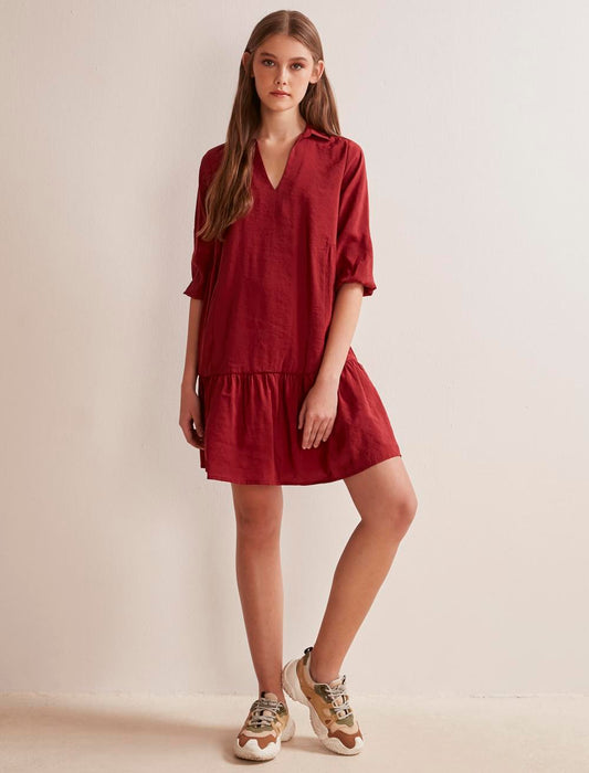 Burgundy Flared Dress