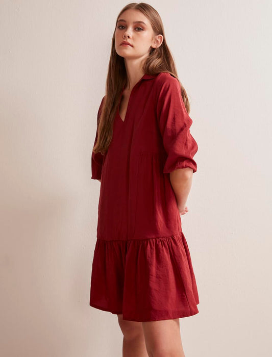 Burgundy Flared Dress