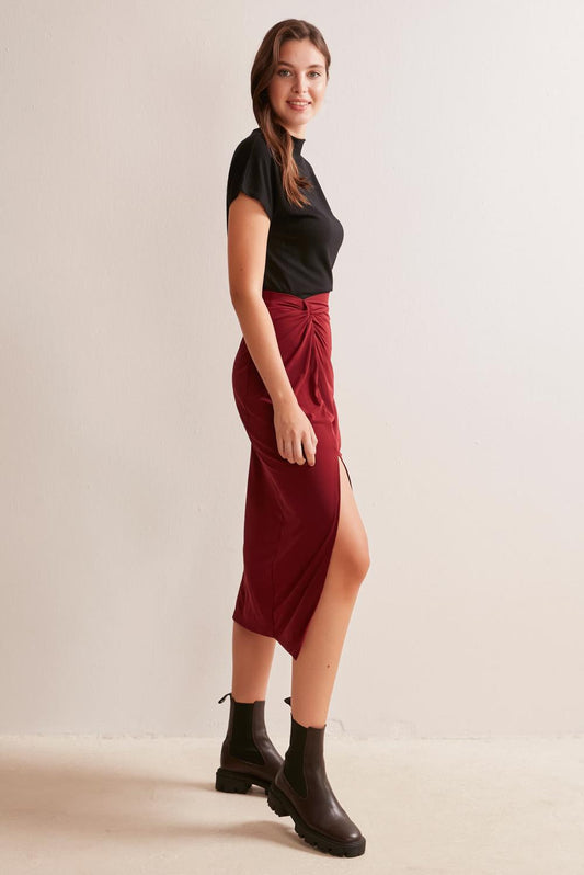 Burgundy Slitted Skirt