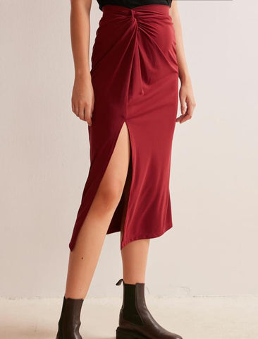 Burgundy Slitted Skirt