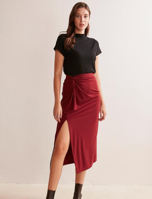 Burgundy Slitted Skirt