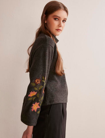 Sleeve floral pattern Sweater