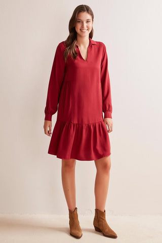 Burgundy Gabardine Dress