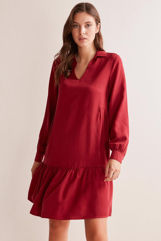 Burgundy Gabardine Dress