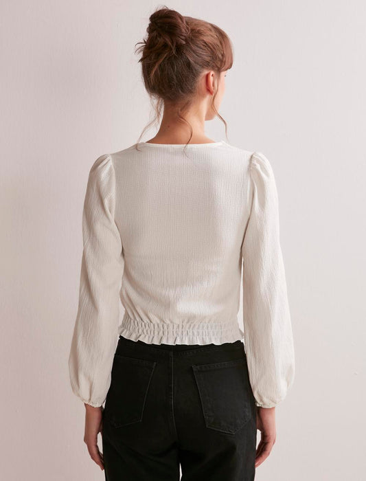 V Neck Knitted Blouse