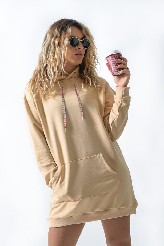 Oversize Beige Sweat Dress