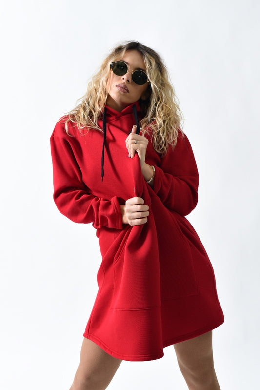 Oversize Red Sweat Dress