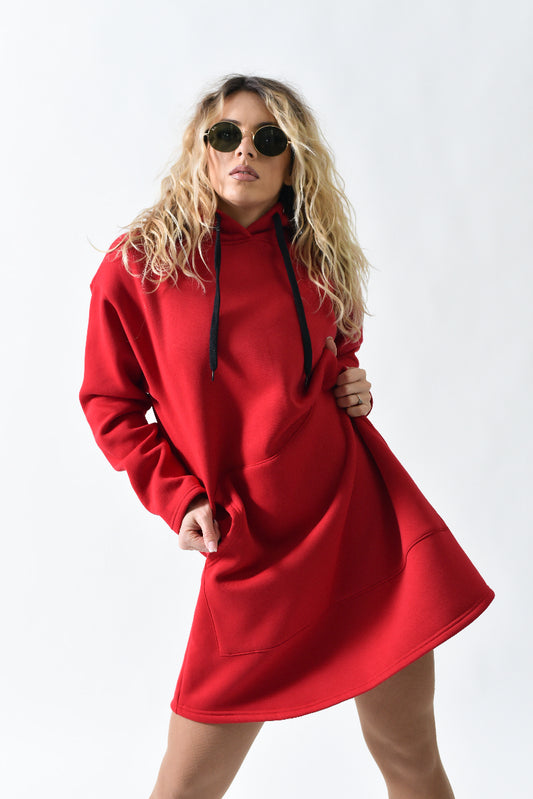 Oversize Red Sweat Dress