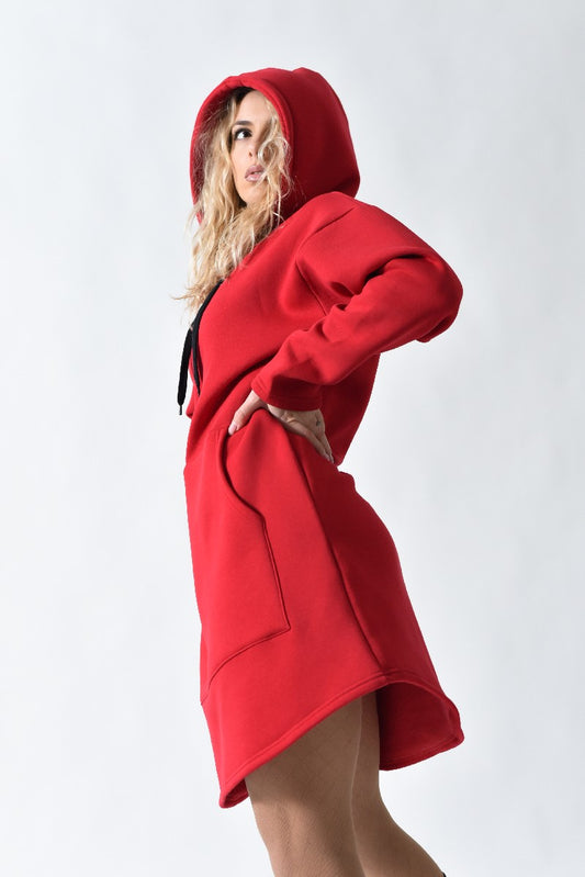 Oversize Red Sweat Dress